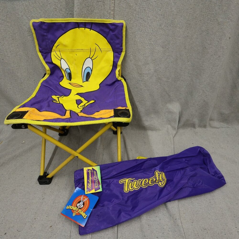 Tweety Bird Looney Tunes 2002 Shakespeare Kids Folding Beach Chair w/ Bag